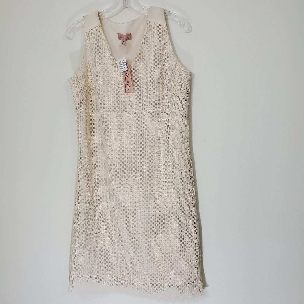 NWT. Philosophy Cream Lace Dress, Size 6